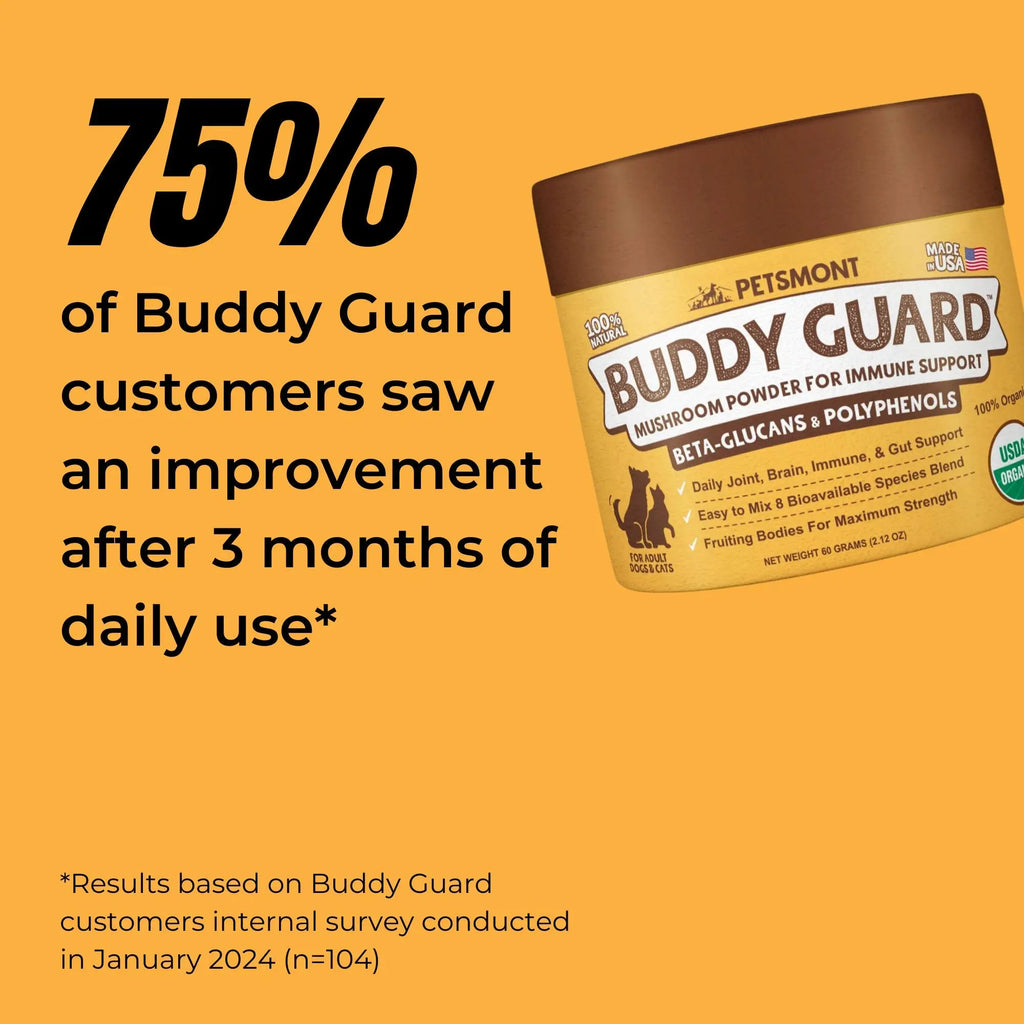 Petsmont Buddy Guard for Lumps and Bumps, Lipoma for Dogs & Cats with Organic 8 Mushroom Powder Blend Natural Dog Probiotic & Immune Support