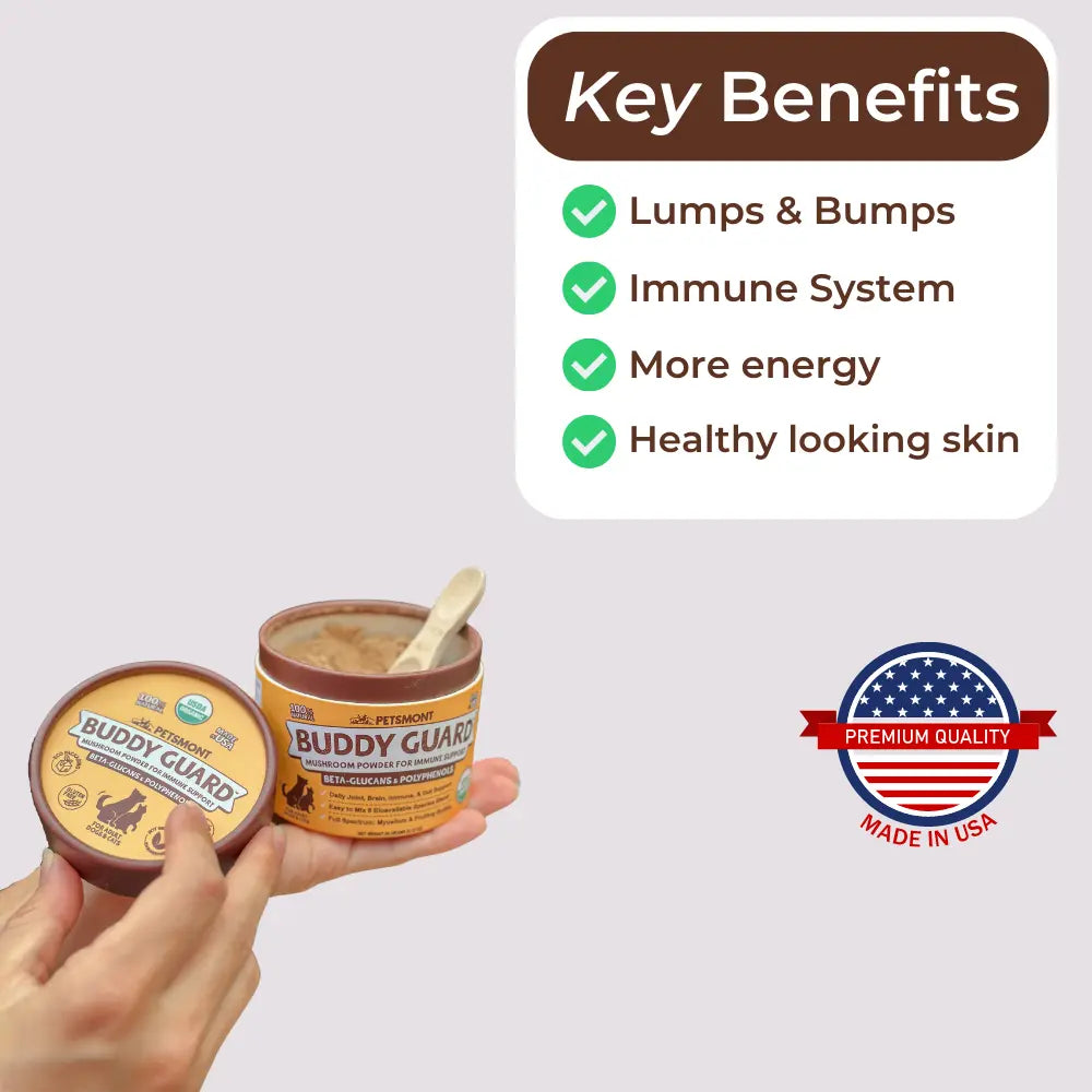 Petsmont Buddy Guard for Lumps and Bumps, Lipoma for Dogs & Cats with Organic 8 Mushroom Powder Blend Natural Dog Probiotic & Immune Support