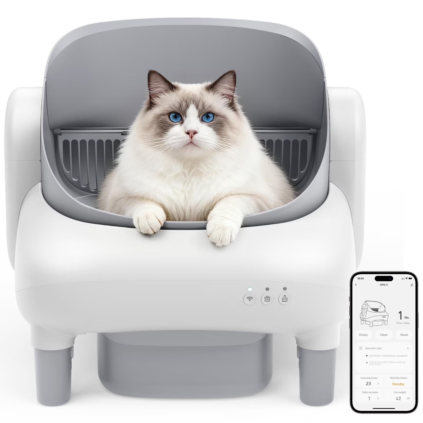Self Cleaning Litter Box,Open Top Automatic Litter Box with App Control for Multiple Cats, Safety Sensors Protection,Large Waste Bin