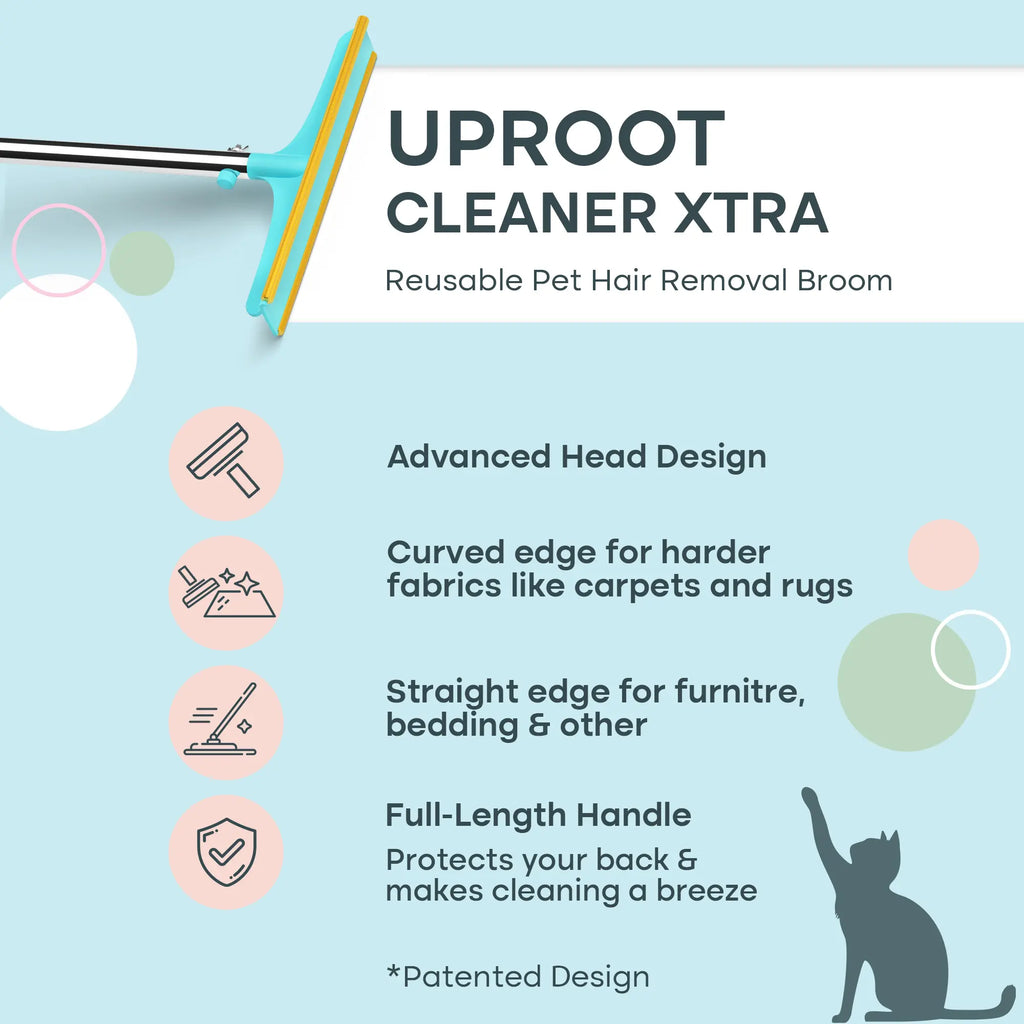 Uproot Cleaner Xtra - Pet Hair Remover for Floors & Surfaces - 60" Handle