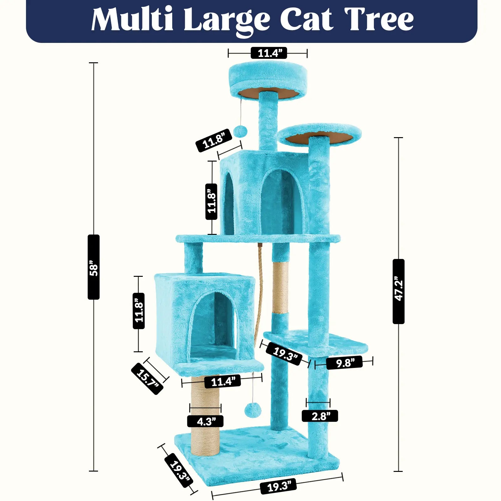Wecharmer Cat Tree / Tower for Indoor with Green Leaves, Cat Condo Cozy Plush House with Hang Ball, Pet Furniture with Scratching Posts Cat Tree