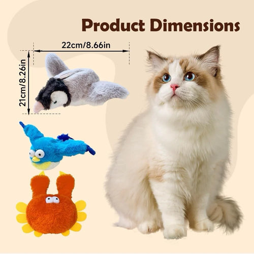 Cat Toy, 2026 Upgrade Interactive Chirping Bird with Flapping Wings, Rechargeable Toy for Indoor Cats (Grey)