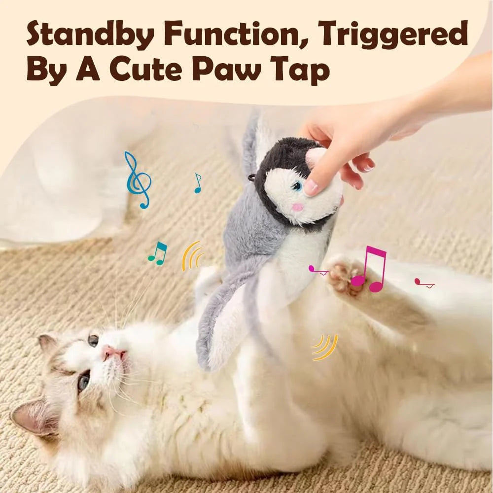 Cat Toy, 2026 Upgrade Interactive Chirping Bird with Flapping Wings, Rechargeable Toy for Indoor Cats (Grey)