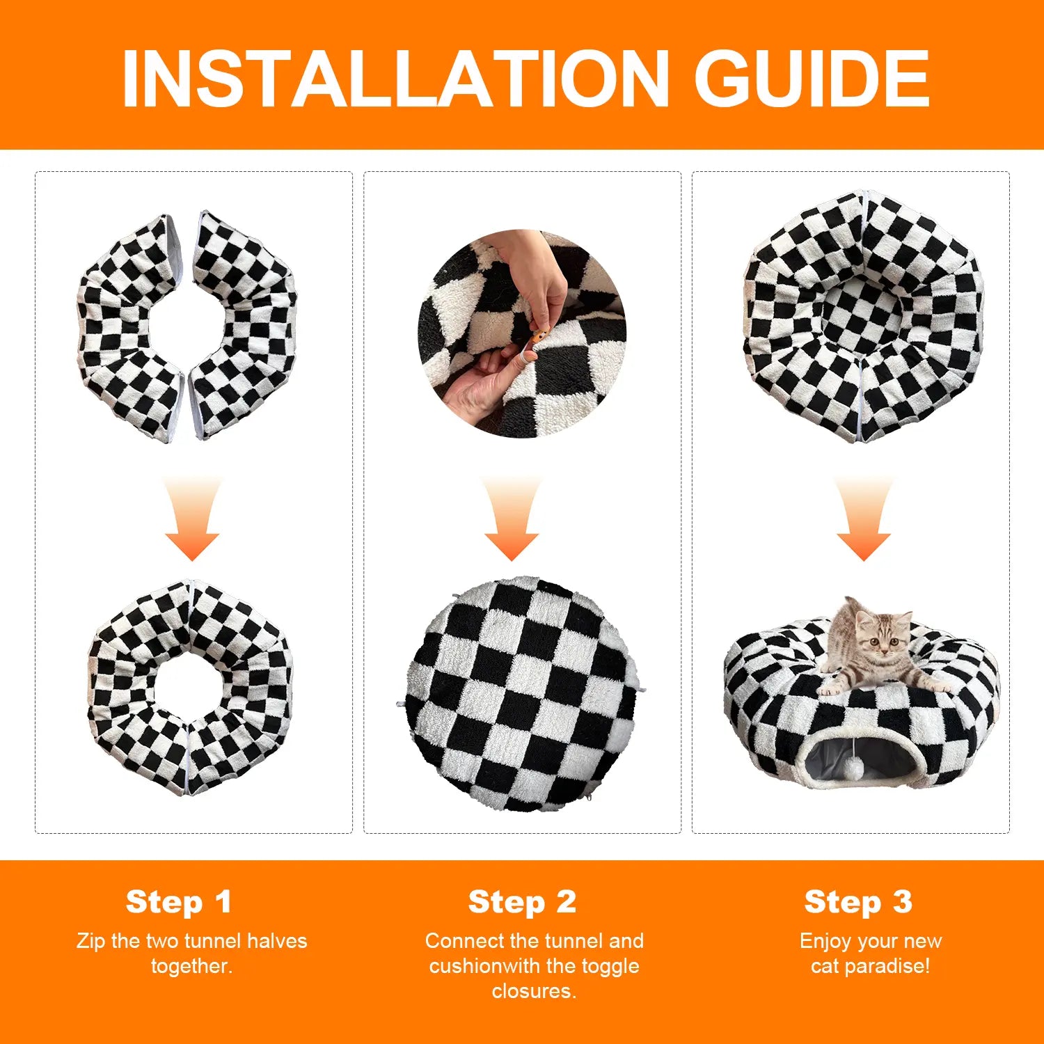 Mizusu Cat Tunnel Bed Cozy Comfort for Cats & Small Dogs Versatile 2-In-1 Play Area with Washable Cushion round Pet Play Toy for Kitten Puppy Rabbit Peekaboo Cave